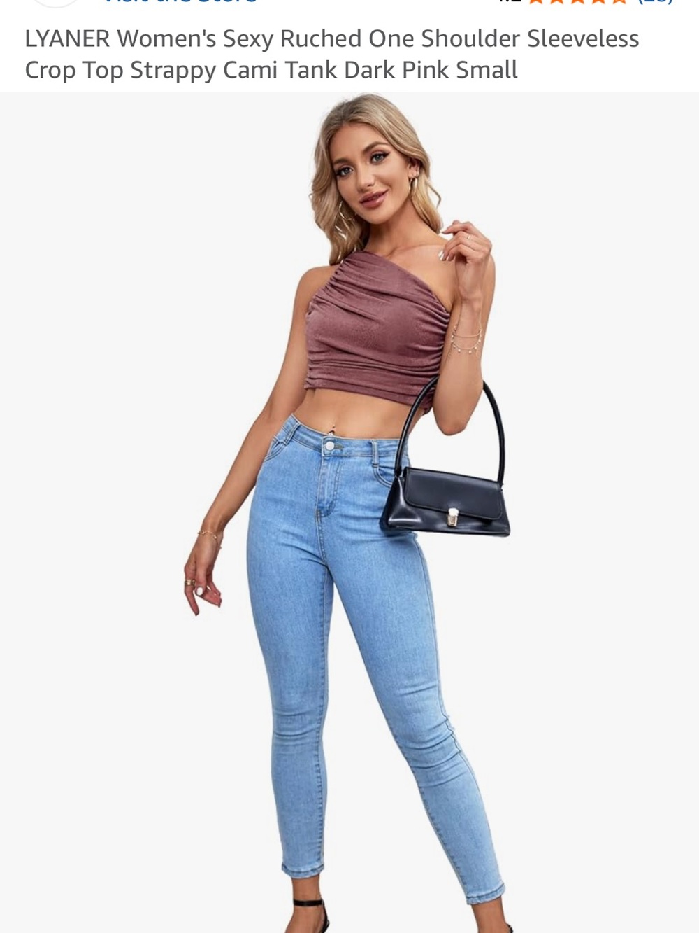 One-Shoulder Ruched Crop Top in Dusty Rose